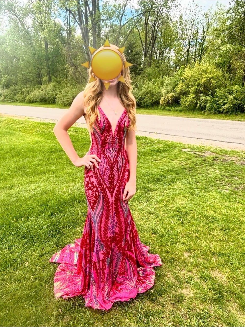 Jovani Pink Sequin Mermaid Prom Dress Size 0